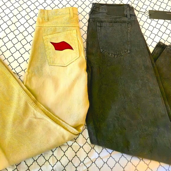 2 Pair Designer Denim Jeans Lot BNWT 32x30 & 31x32 Classic Bootcut Baggy Unique - Picture 1 of 6